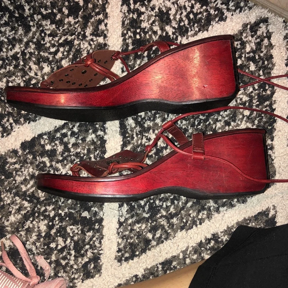 Bakers Women's Burgundy Lace-Up Sandals - Picture 4 of 6